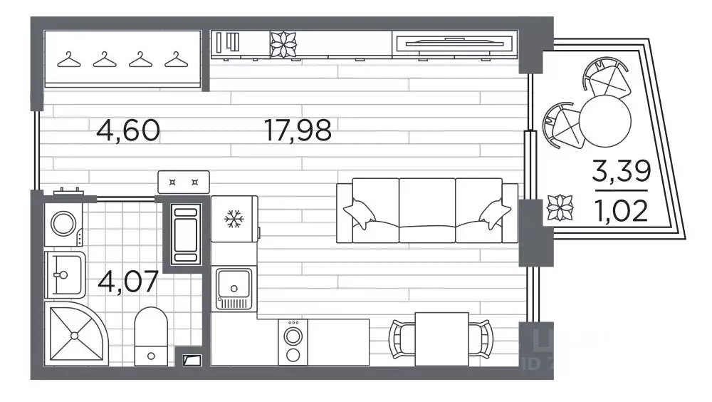 Студия Санкт-Петербург Полюстровский просп., 87 (27.67 м) - Фото 0