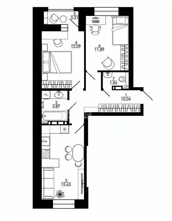 2-к кв. Липецкая область, Липецк Университетский мкр, Архитектор жилой ... - Фото 1