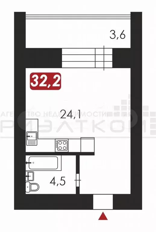 Квартира-студия, 32,2 м, 2/9 эт. - Фото 0