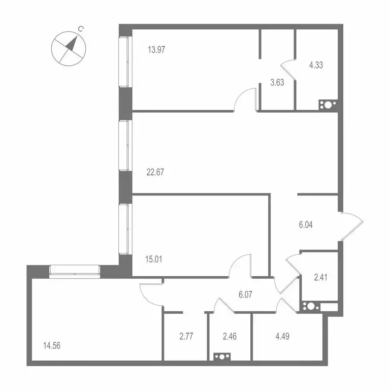 3-комнатная квартира: Санкт-Петербург, Матисов остров (98.41 м) - Фото 0