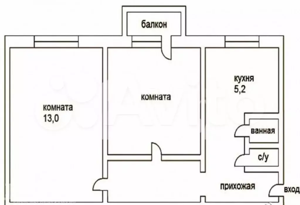 2-к. квартира, 46 м, 5/5 эт. - Фото 0