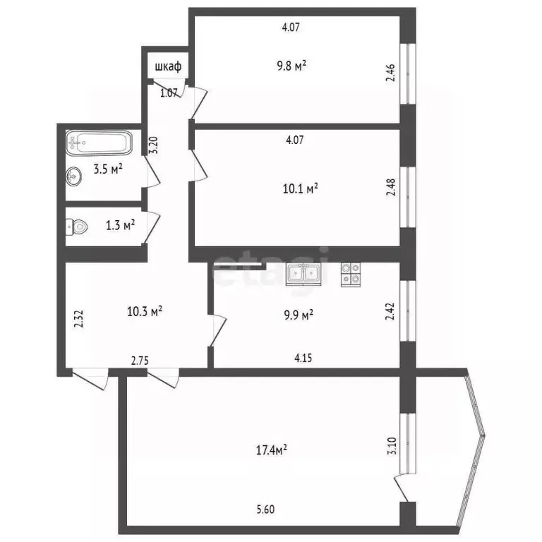 3-к кв. Саха (Якутия), Якутск ул. Кальвица, 1/1 (61.7 м) - Фото 2