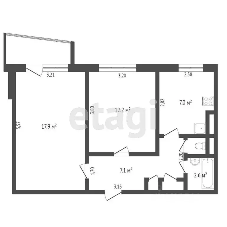 2-к кв. Крым, Симферополь ул. Лермонтова (50.0 м) - Фото 2