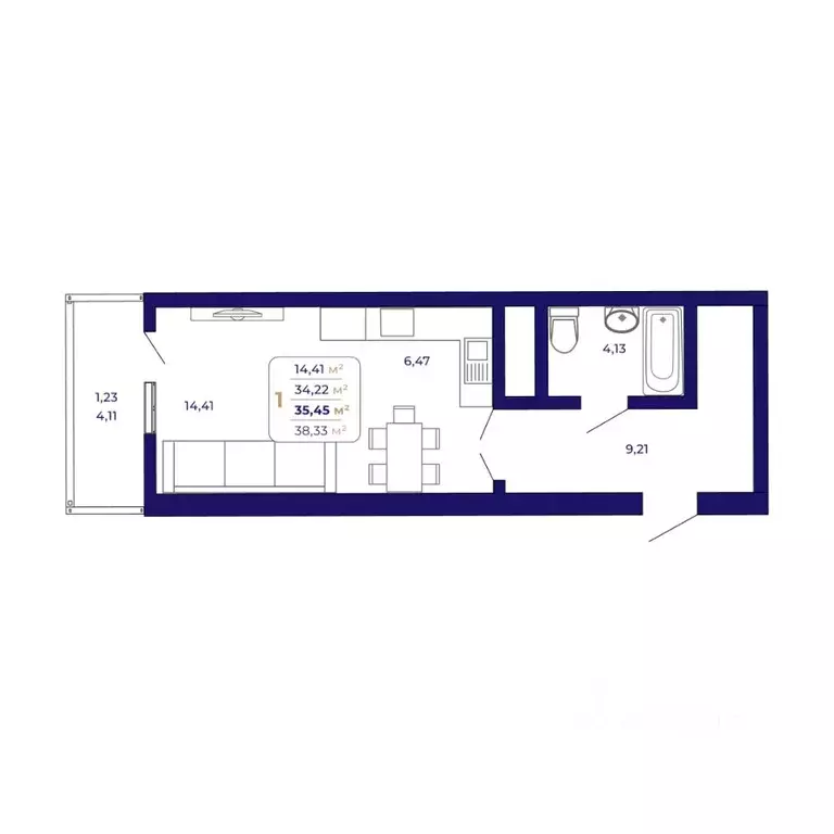 1-к кв. Башкортостан, Уфа Затон-Восточный жилрайон, Паруса жилой ... - Фото 1