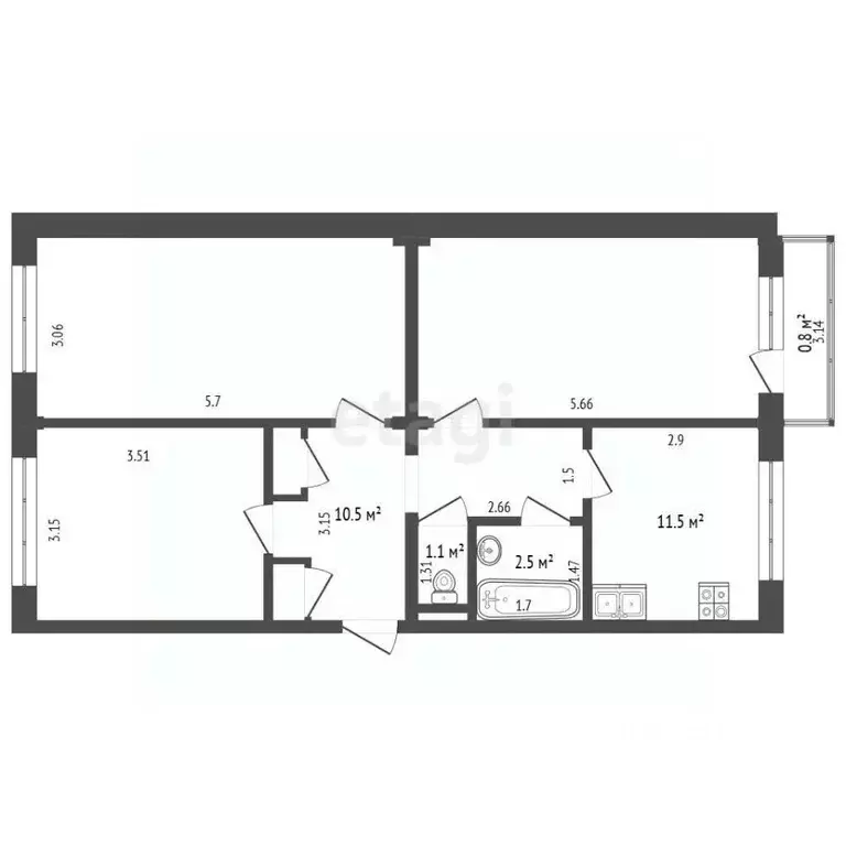 3-к кв. Забайкальский край, Чита Июньская ул., 10 (68.4 м) - Фото 2