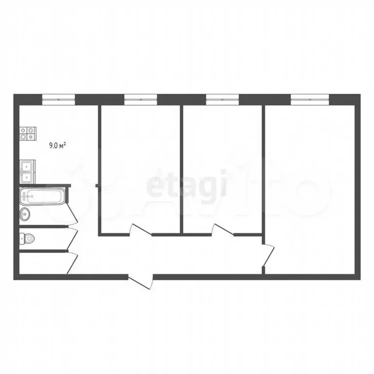 3-к. квартира, 65 м, 1/9 эт. - Фото 0