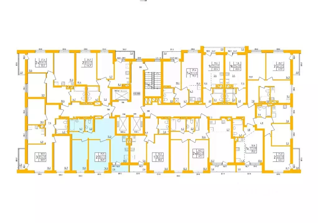 2-к кв. Башкортостан, Уфа Инорс-4Б мкр, Акварель жилой комплекс (57.0 ... - Фото 2