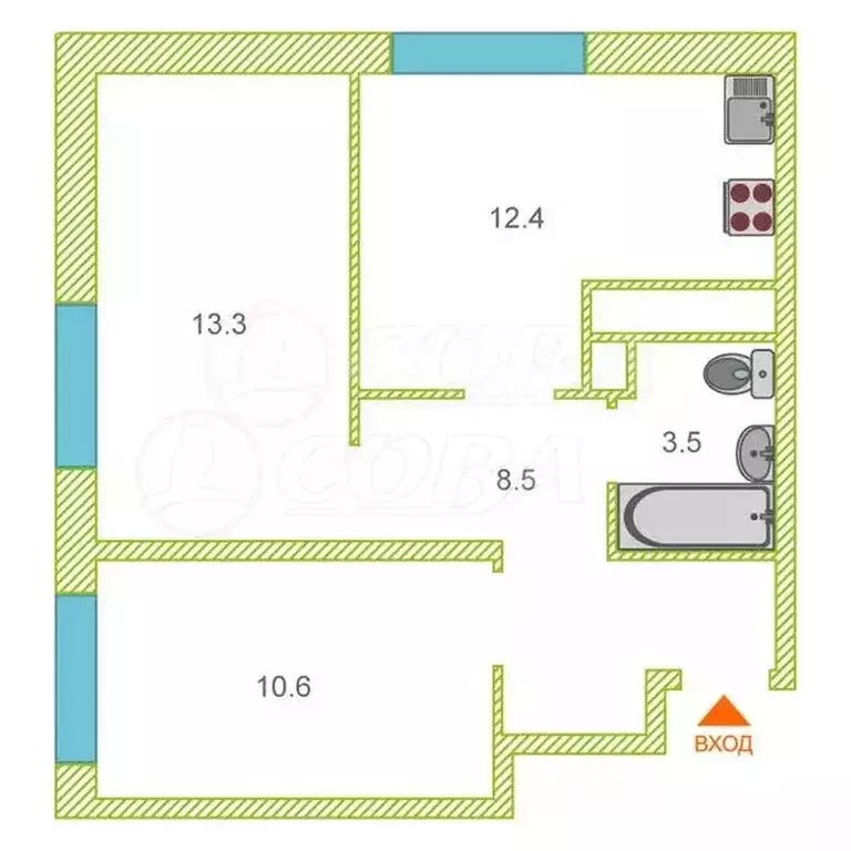 2-комнатная квартира: Тюмень, Тальниковая улица, 3 (49 м) - Фото 1