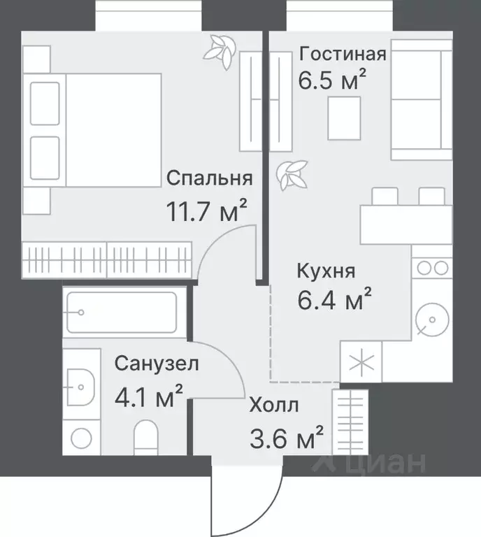 1-к кв. Тюменская область, Тюмень Кремлевская ул., 95 (32.2 м) - Фото 0