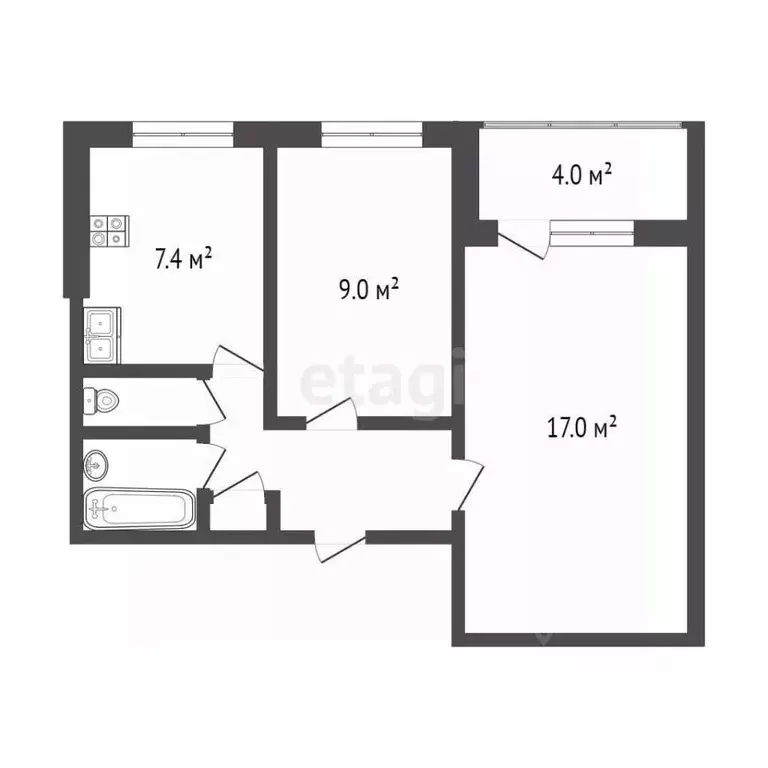 2-к кв. Самарская область, Самара Клиническая ул., 20 (42.8 м) - Фото 2