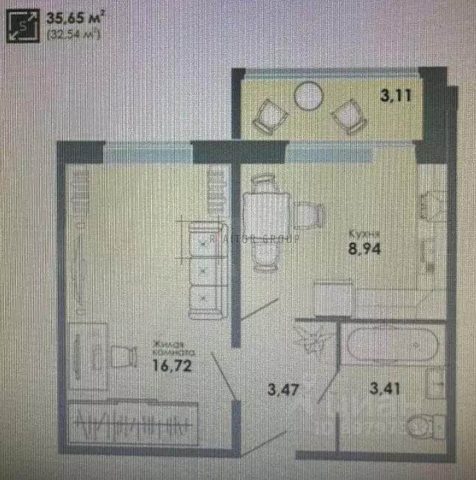 1-к кв. Новосибирская область, Новосибирск ул. Титова, 242/2 (32.5 м) - Фото 1