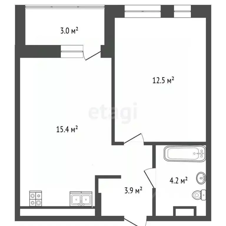 1-к кв. Тюменская область, Тюмень ул. Василия Малкова, 9 (36.13 м) - Фото 2