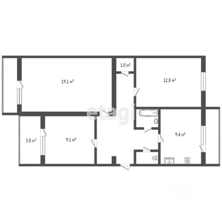 3-к кв. Севастополь ул. Косарева, 2 (74.1 м) - Фото 1