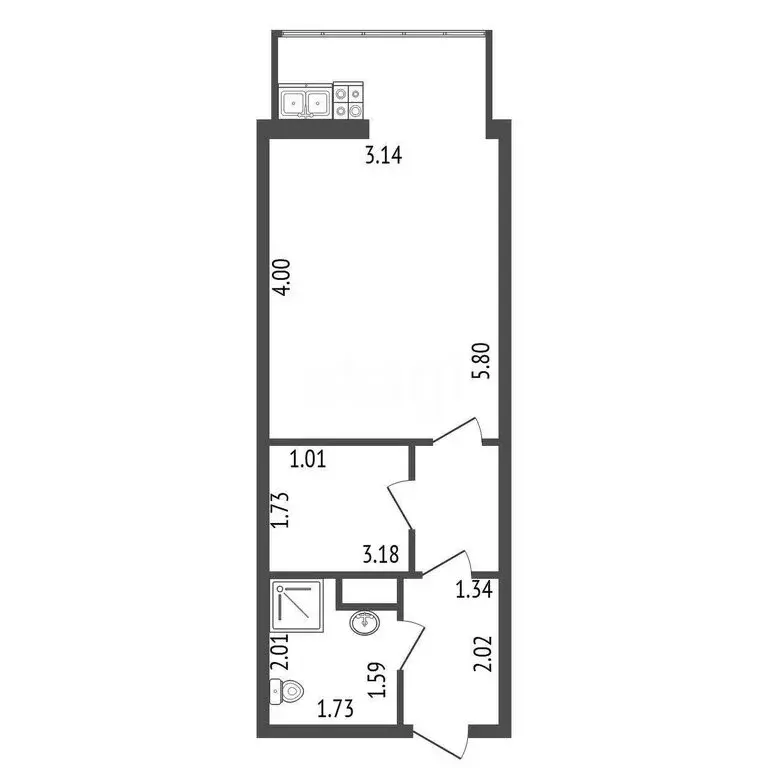 Квартира-студия: Мурино, Петровский бульвар, 7 (24.1 м) - Фото 1