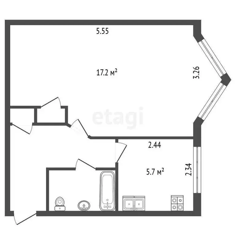 1-комнатная квартира: Малое Карлино, 12 (30.7 м) - Фото 0