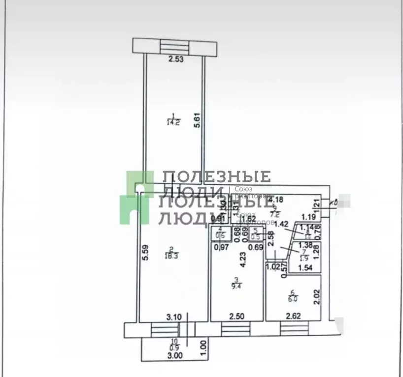 3-к кв. Татарстан, Зеленодольск ул. Тургенева, 6 (60.0 м) - Фото 1