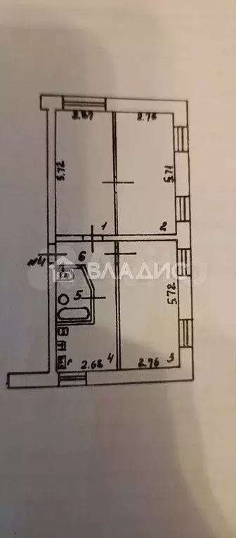 3-к. квартира, 62,4 м, 2/2 эт. - Фото 0