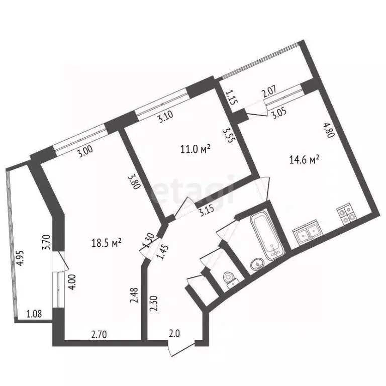 2-к кв. Ставропольский край, Кисловодск ул. Марцинкевича (57.9 м) - Фото 2