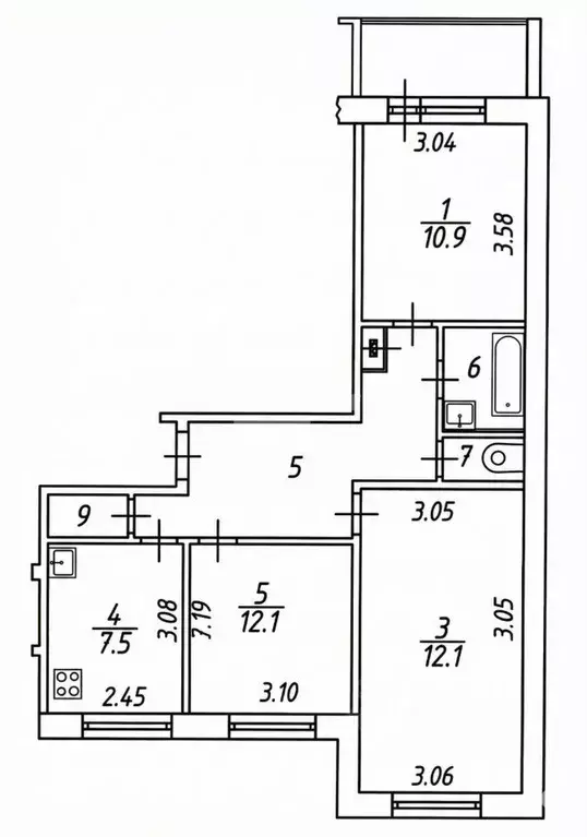 3-к кв. Московская область, Красногорск ул. Ленина, 22 (62.5 м) - Фото 2