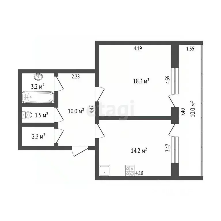 1-к кв. Тюменская область, Тюмень ул. Прокопия Артамонова, 8к1 (49.5 ... - Фото 1