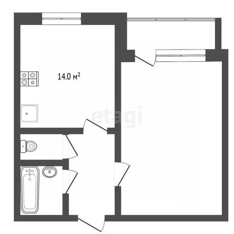 1-к кв. Тюменская область, Тюмень ул. 50 лет Октября, 74 (45.0 м) - Фото 2