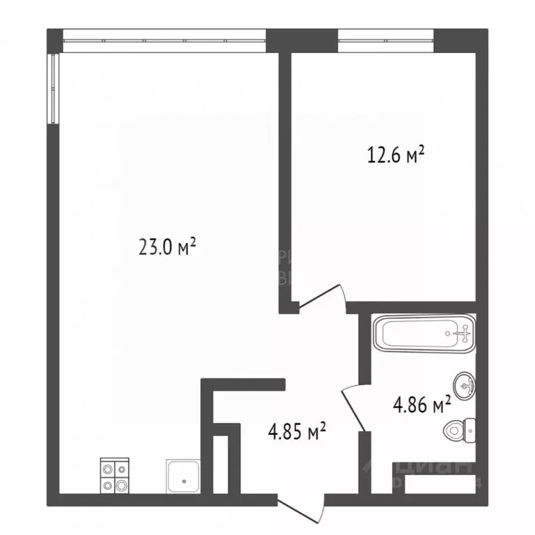 1-к кв. Тюменская область, Тюмень ул. Ю.-Р.Г. Эрвье, 38 (44.2 м) - Фото 2