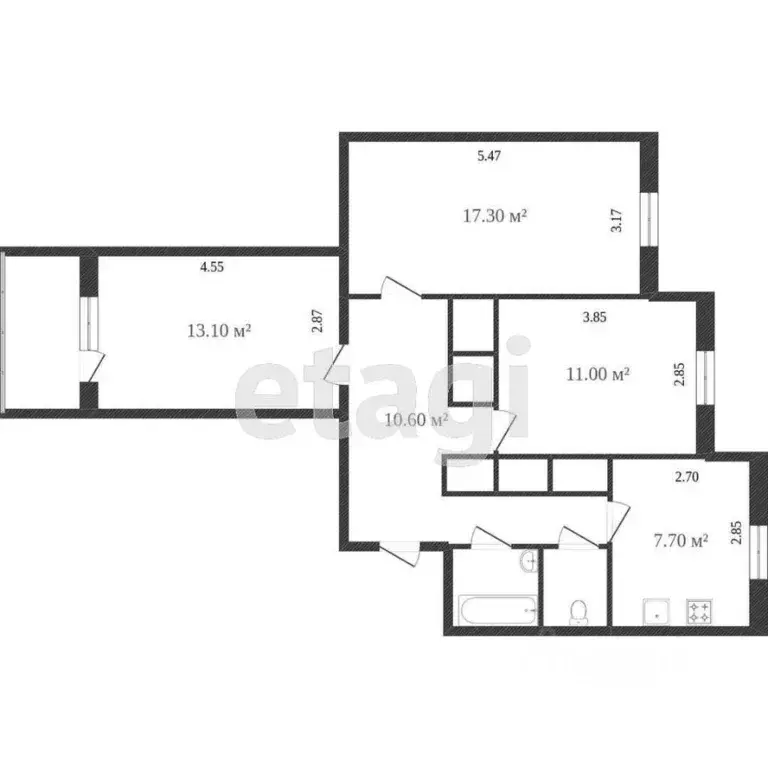 3-к кв. Ямало-Ненецкий АО, Новый Уренгой Восточный мкр, 2/1 (67.0 м) - Фото 2