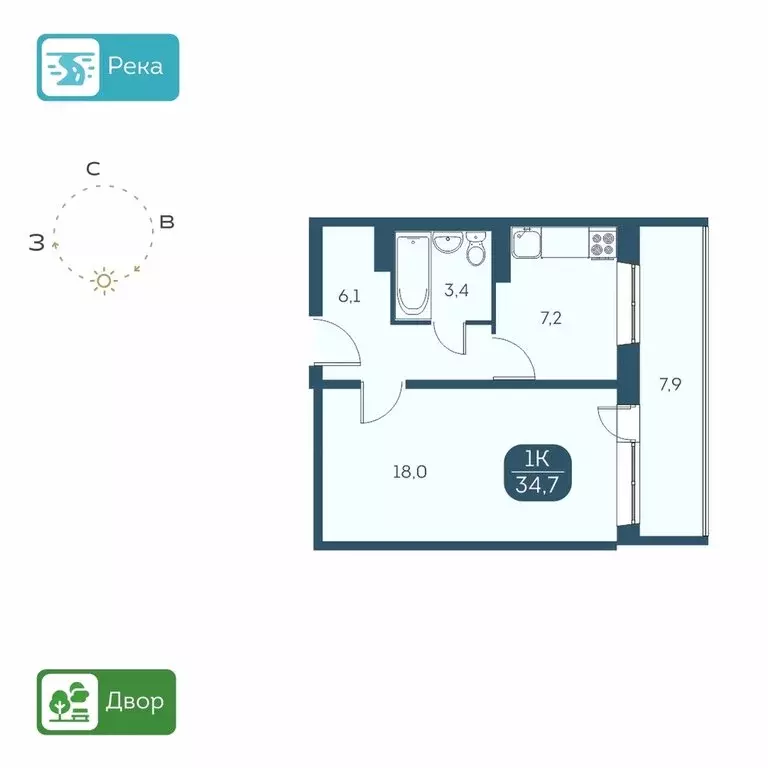 1-комнатная квартира: Новосибирск, Междуреченская улица, 7/1 (38.58 м) - Фото 1