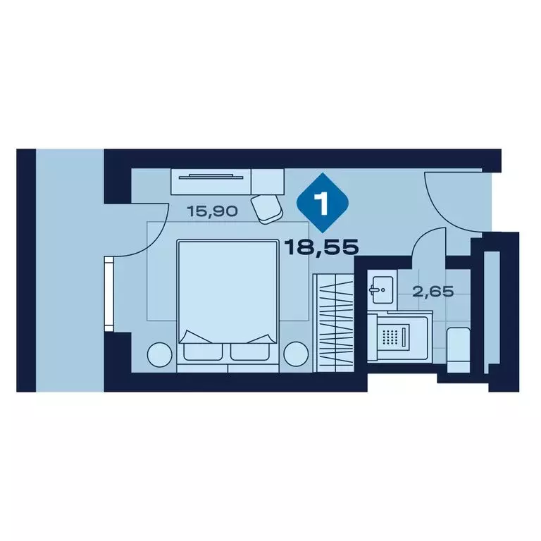 1-комнатная квартира: Челябинская область, Миасс (18.55 м) - Фото 1