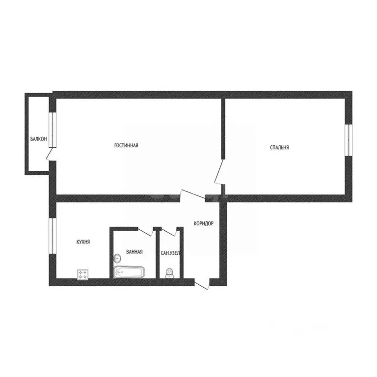 2-к кв. Смоленская область, Вязьма ул. Ленина, 48 (45.3 м) - Фото 2