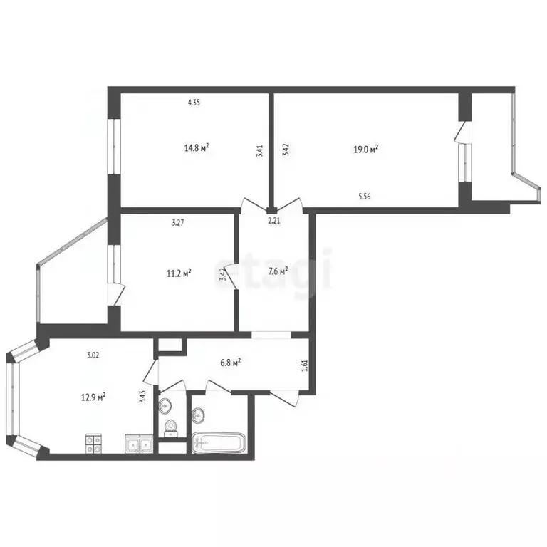 3-к кв. Москва Рождественская ул., 18 (76.2 м) - Фото 2