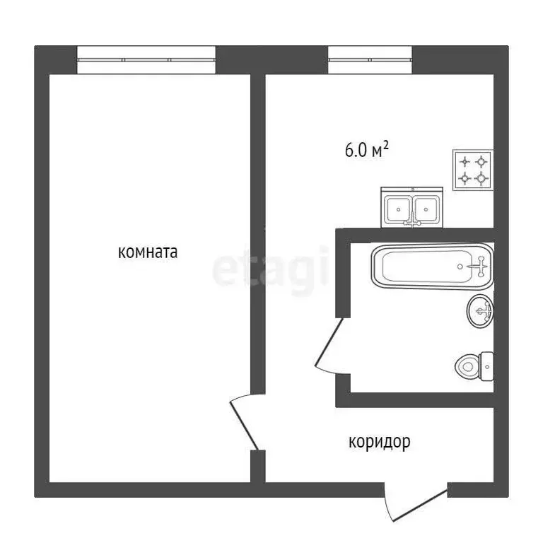 1-комнатная квартира: Чита, улица Богомягкова, 71 (33.6 м) - Фото 0