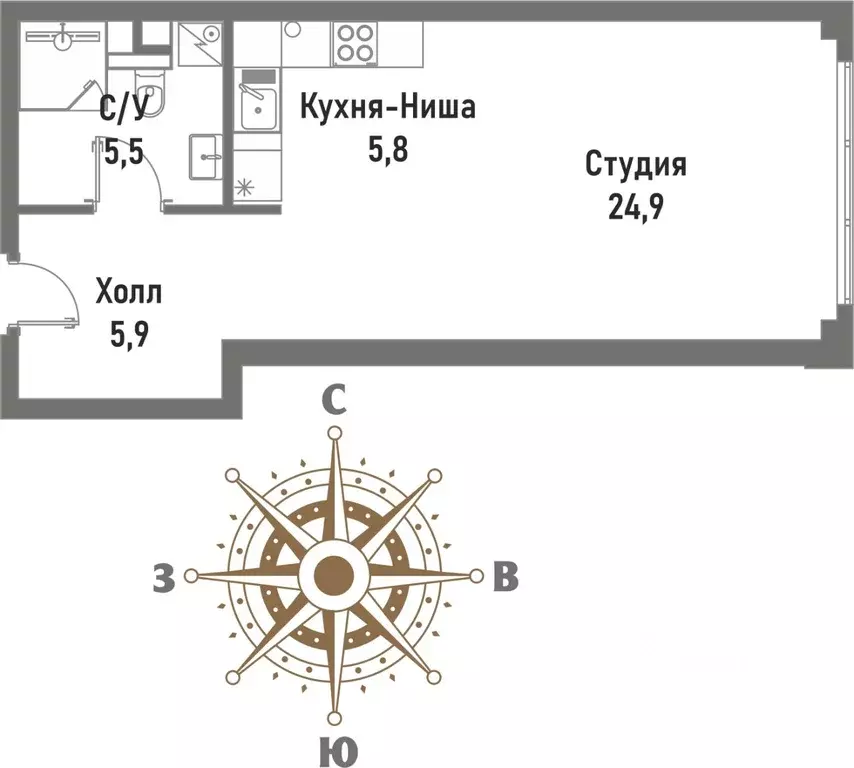 1-к кв. Москва Рубцовско-Дворцовая ул., 4 (42.1 м) - Фото 0