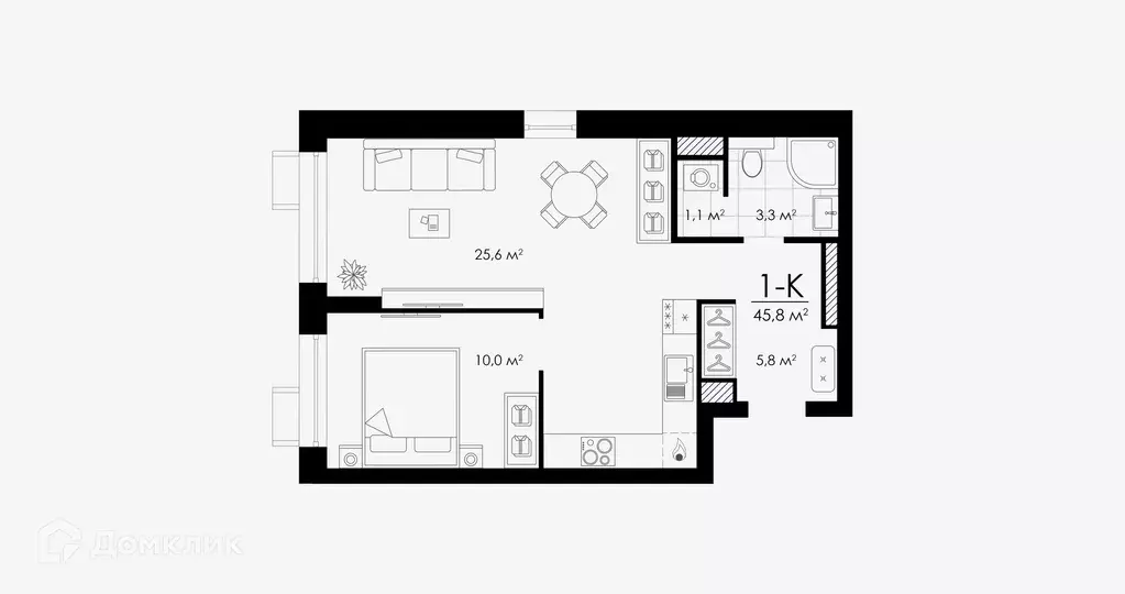Продаётся 1-к квартира, 45.8 м - Фото 1