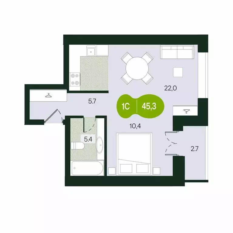 Квартира-студия: Чита, улица Токмакова, 30 (45.3 м) - Фото 0