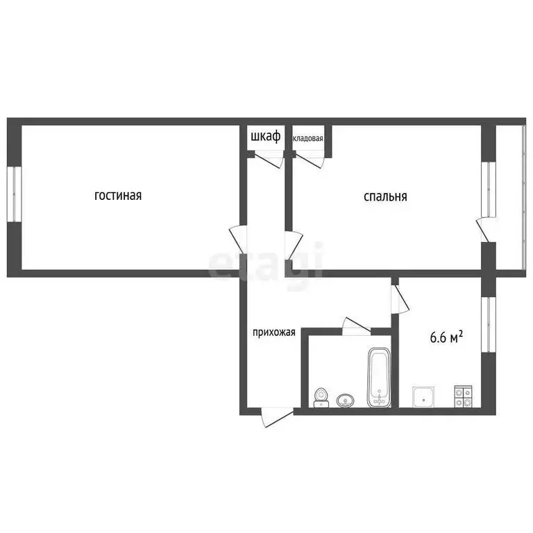 2-комнатная квартира: Чернушка, улица Ленина, 109 (47.9 м) - Фото 0