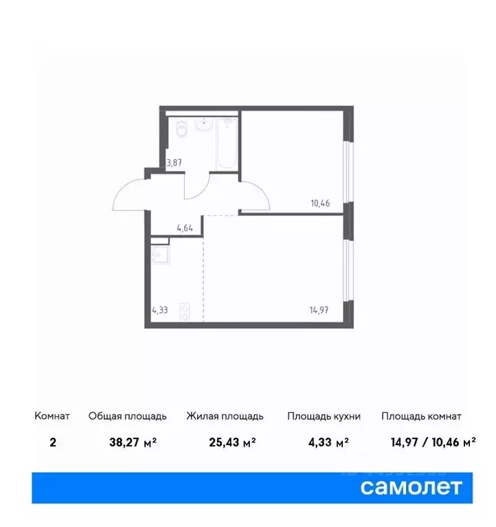 1-к кв. москва новое внуково жилой комплекс, к28 (38.27 м) - Фото 0