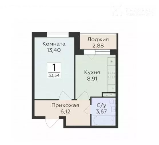 1-комнатная квартира: Воронеж, ул. Острогожская (33.54 м) - Фото 1