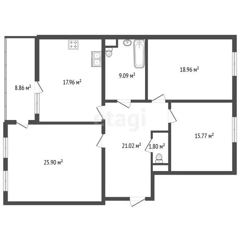 3-комнатная квартира: Кудрово, Областная улица, 1 (115.7 м) - Фото 1
