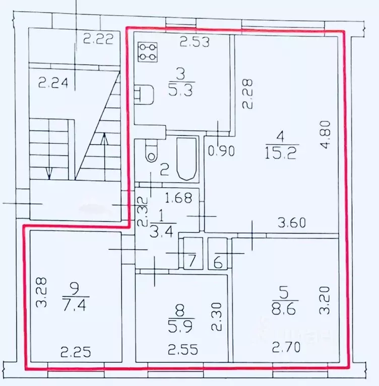 4-к кв. Санкт-Петербург Трамвайный просп., 19К2 (48.7 м) - Фото 1