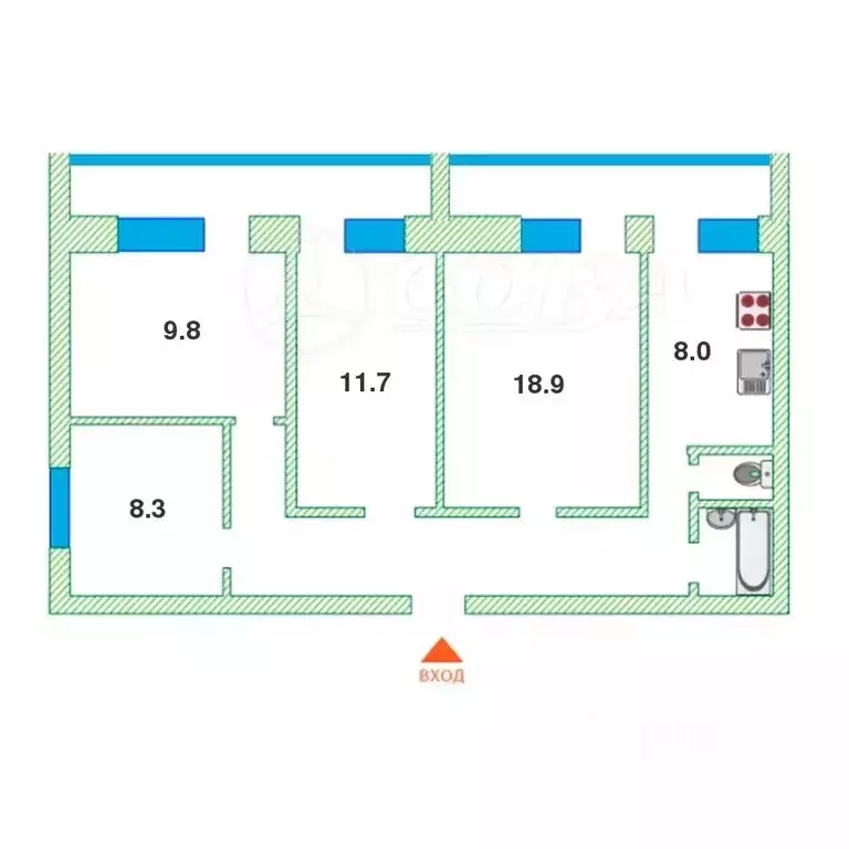 4-к кв. Тюменская область, Тюмень Холодильная ул., 84 (74.0 м) - Фото 2