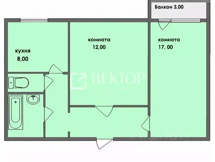 2-к кв. Ивановская область, Кохма ул. Запрудная, 20 (52.0 м) - Фото 1