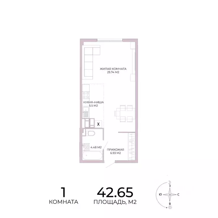 1-к кв. Пензенская область, Пенза Побочинская ул., с17 (42.65 м) - Фото 0