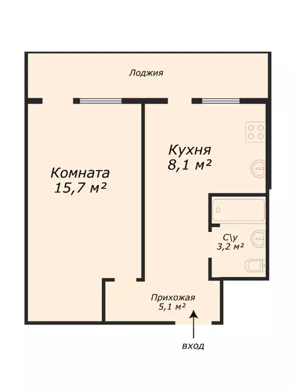 1-к кв. Московская область, Клин Северный пер., 39В (32.0 м) - Фото 1