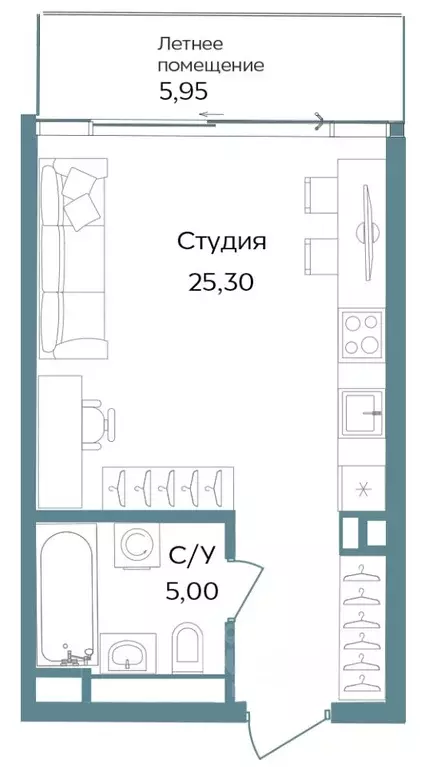 Студия Крым, Саки ул. Морская (36.25 м) - Фото 0