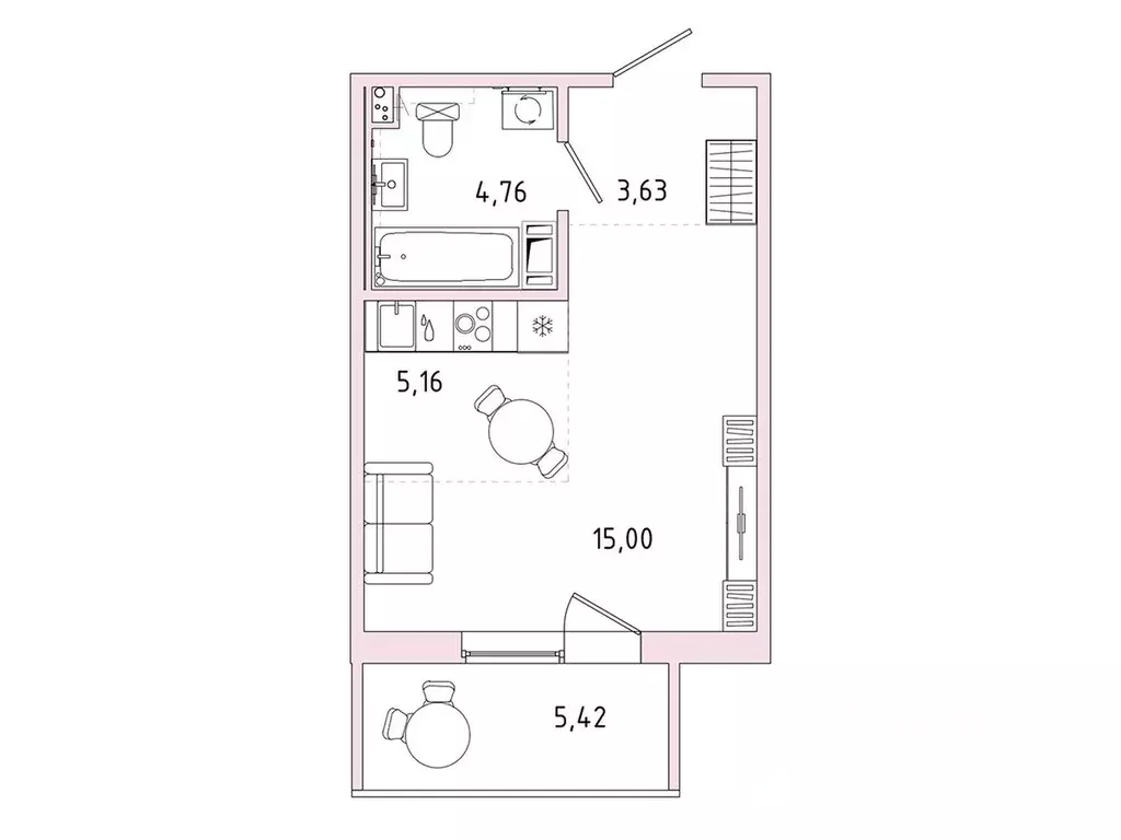 Студия Ленинградская область, Гатчина Въезд мкр,  (31.26 м) - Фото 1