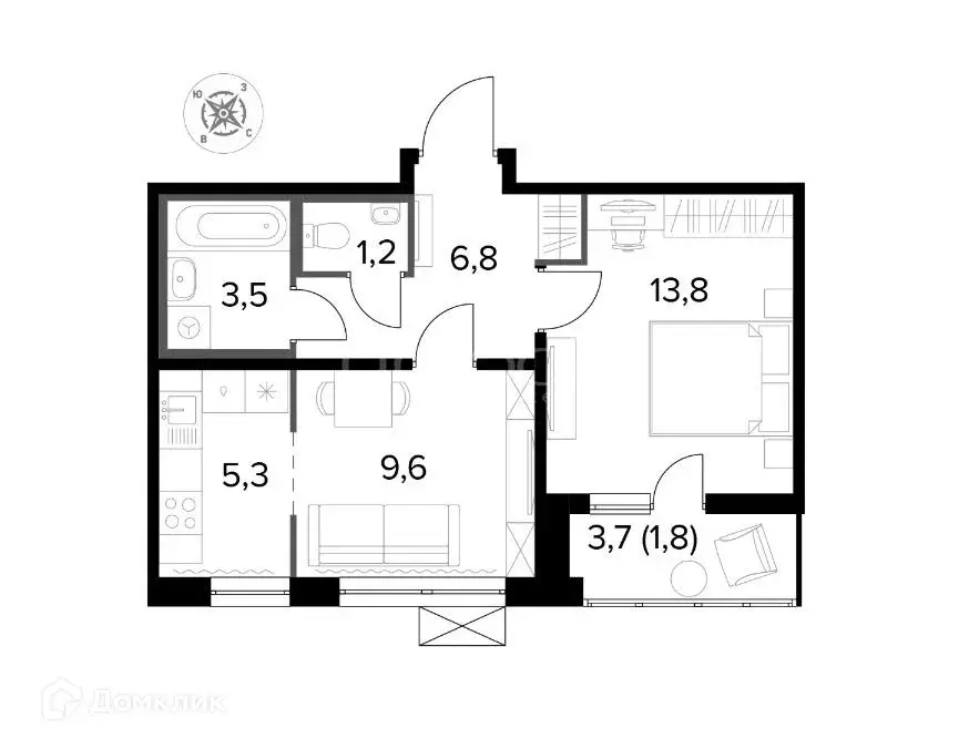 Продаётся 2-к квартира, 42 м - Фото 1