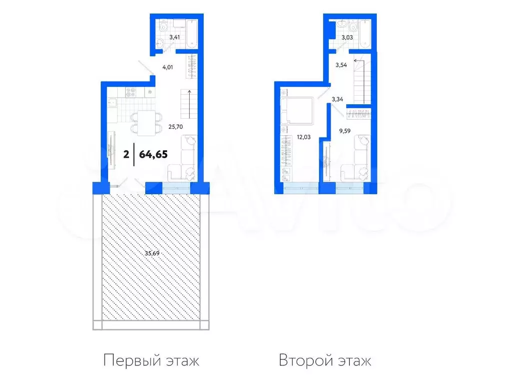 2-к. квартира, 64,7 м, 1/20 эт. - Фото 1