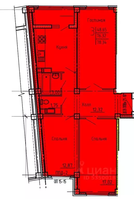 3-к кв. Пензенская область, Пенза ул. Генерала Глазунова, 6 (78.34 м) - Фото 1