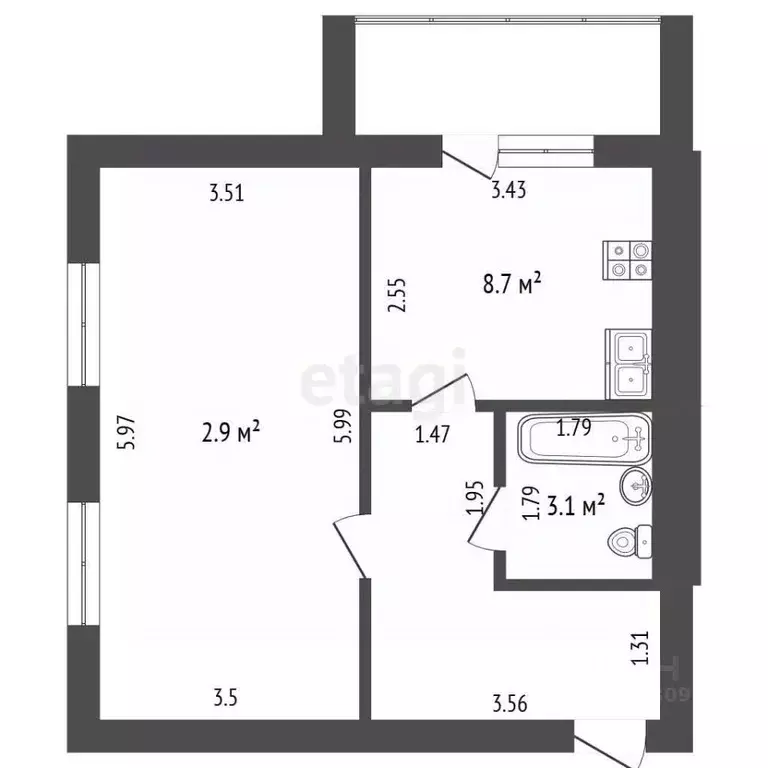 1-к кв. Мордовия, Саранск ул. Богдана Хмельницкого, 90 (40.0 м) - Фото 1